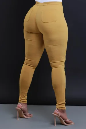 $15.99 Super Swank High Waist Stretchy Jeans - Mustard