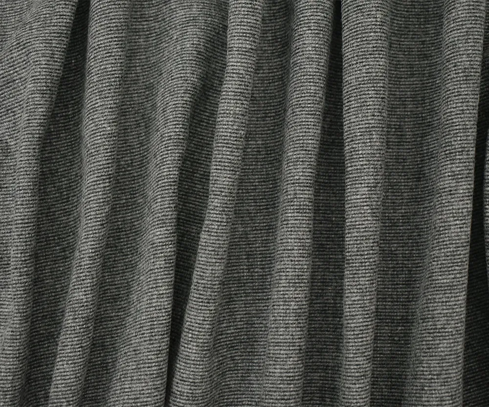 Black-Gray Cotton Wool Blend Textured Stripe Stretch Jacketing Woven Fabric