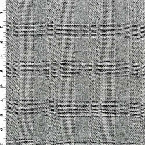 Black/White/Gray Wool Dobby Plaid Suiting Fabric