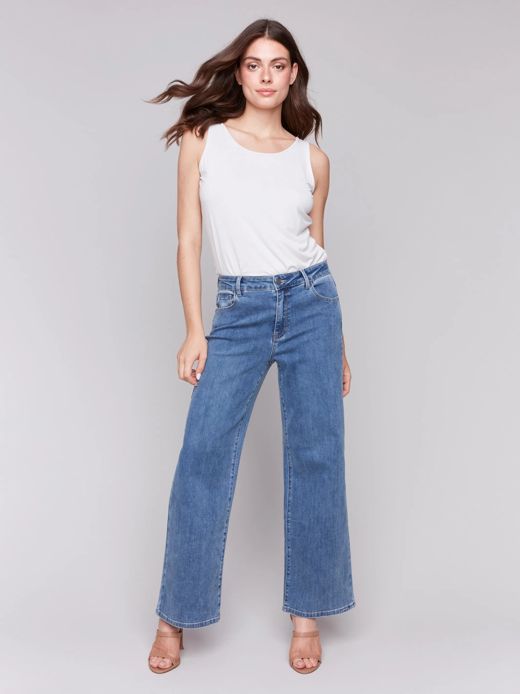 Chloe Wide Leg Jeans - Medium Blue