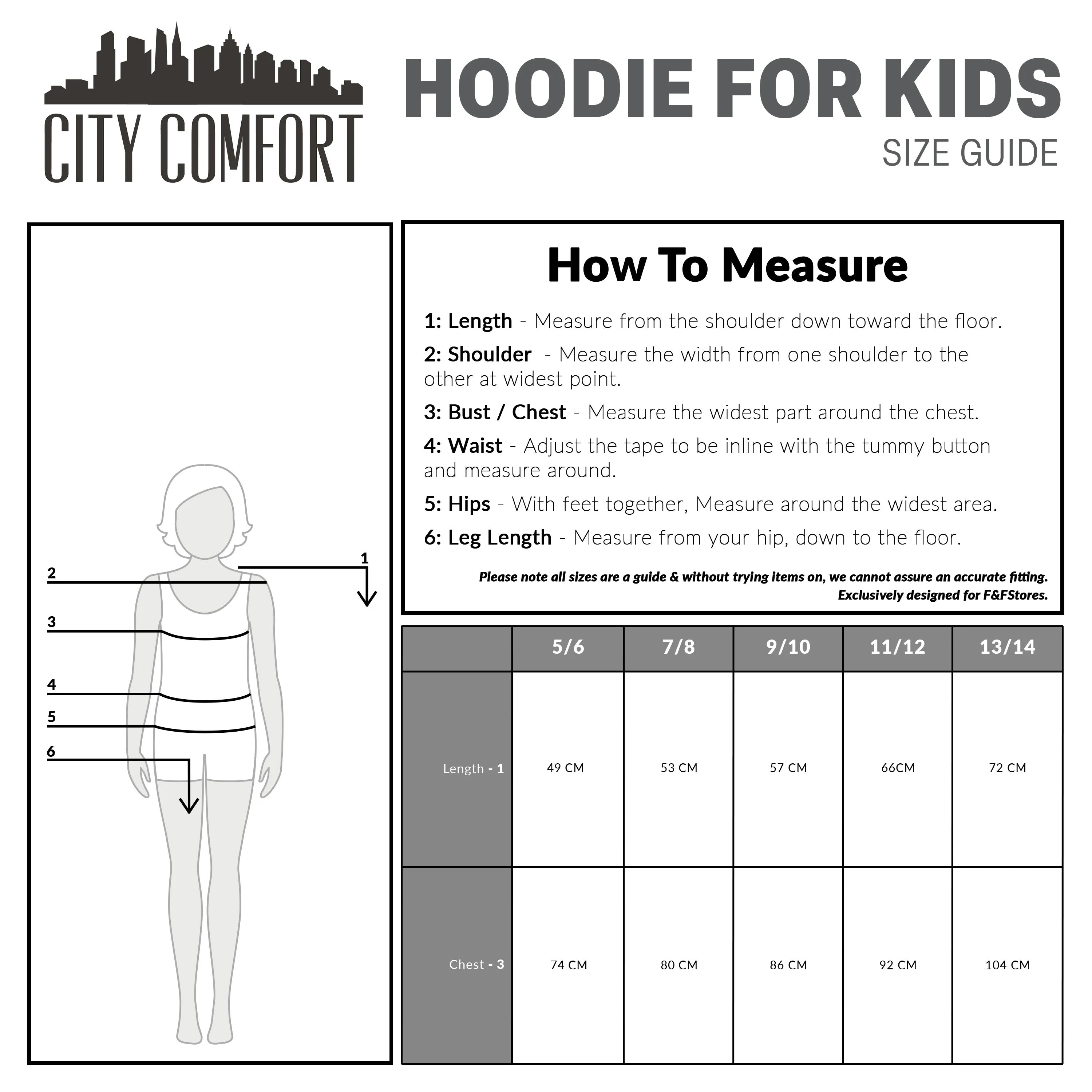 CityComfort Fleece Lined Hoodie for Kids & Teenagers