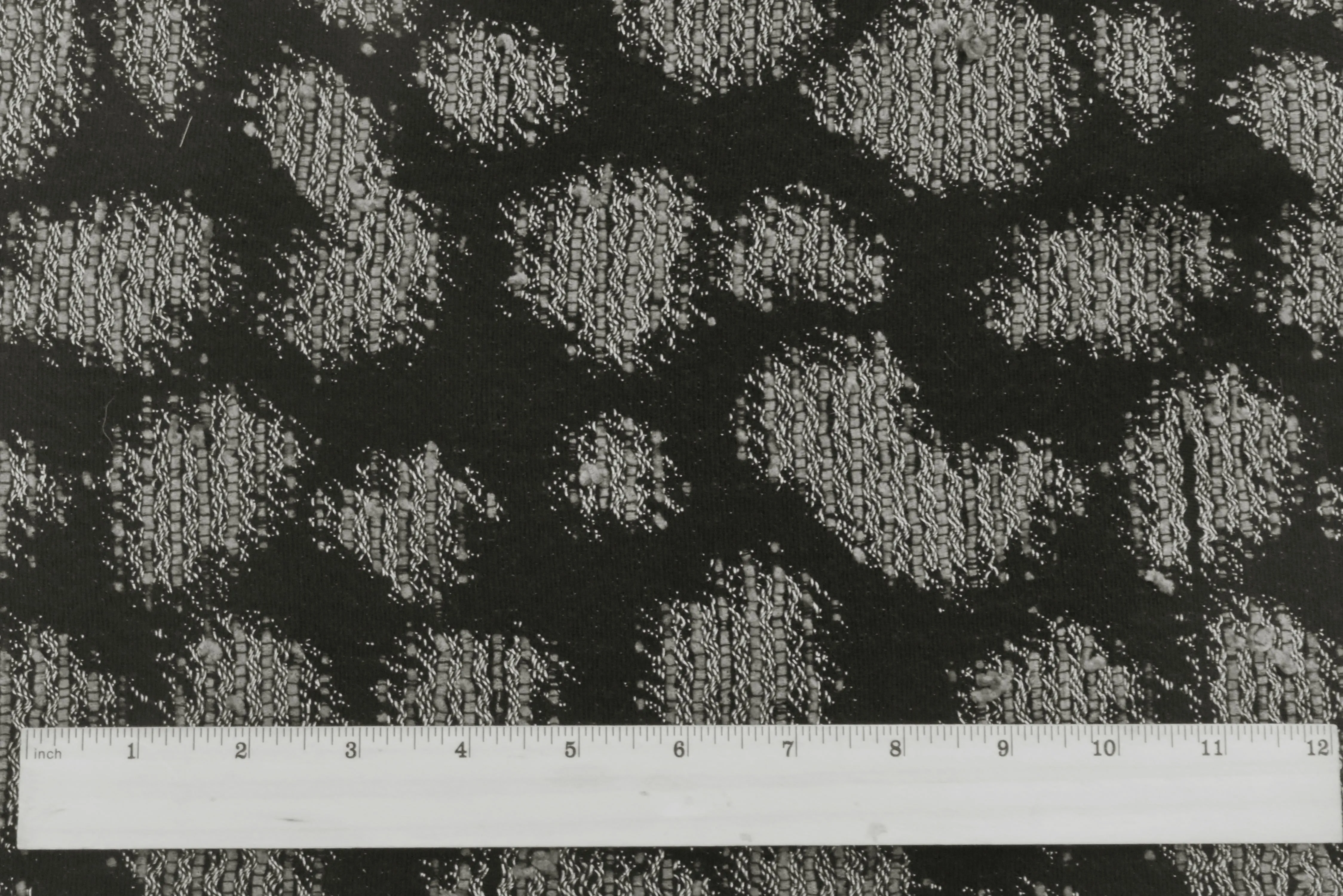 Classic Black-Gray-Silver  Abstract Damask Chenille Woven Fabric