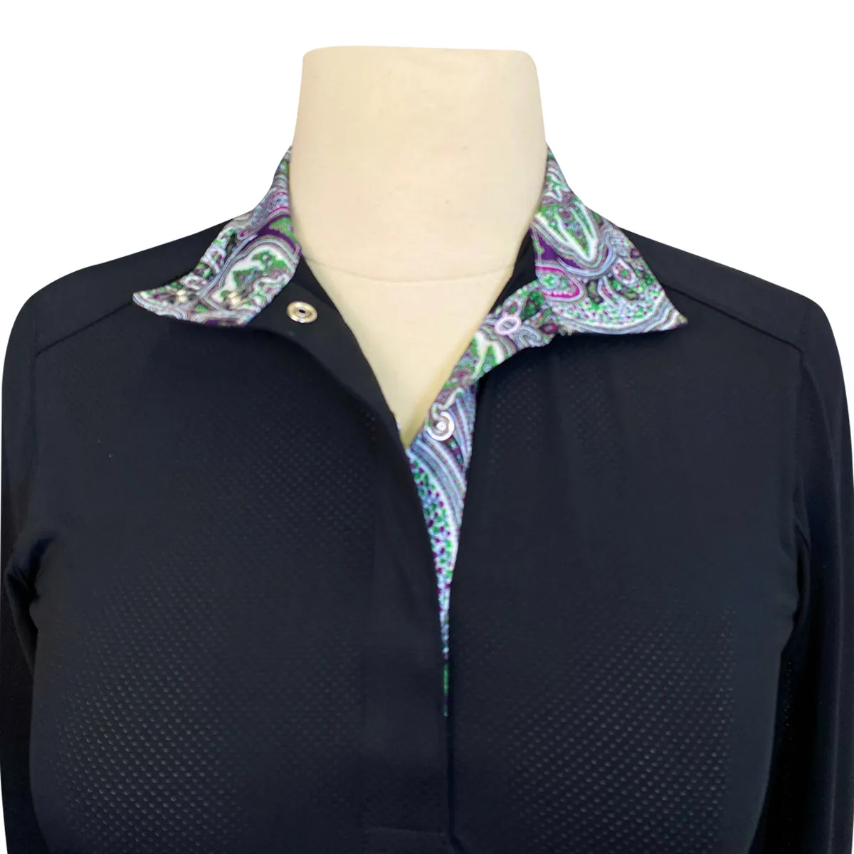 Essex Classics 'Talent Yarn' Show Shirt in Black / Purple & Emerald Paisley - Women's XS