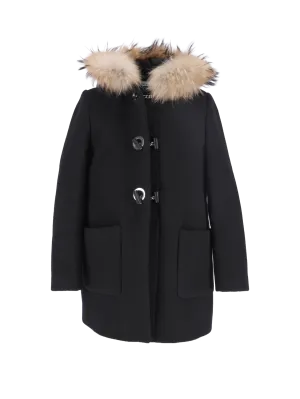 Fur-Trim Hooded Coat