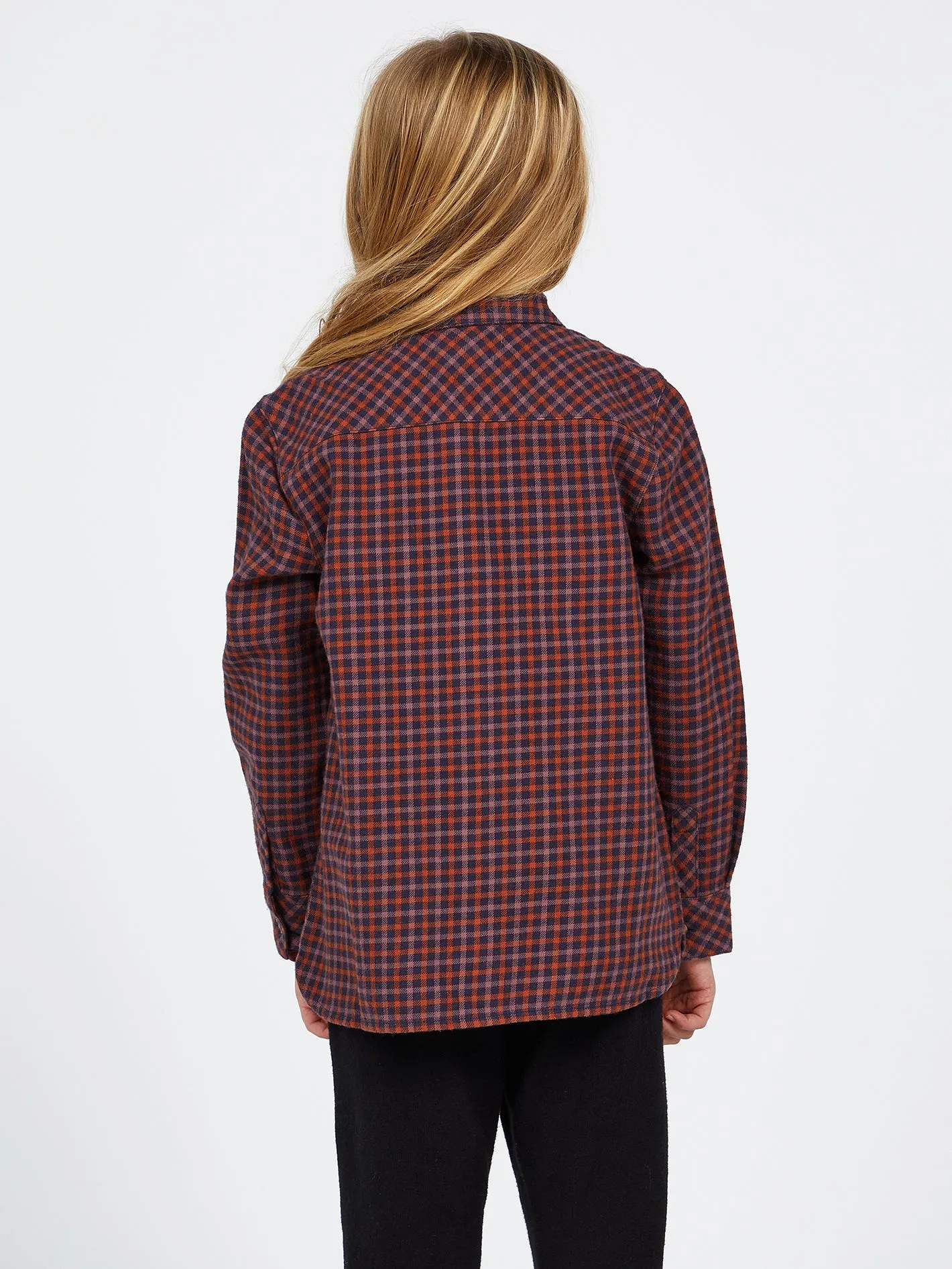 Girls Getting Rad Plaid Long Sleeve Shirt - Midnight Blue