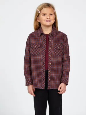 Girls Getting Rad Plaid Long Sleeve Shirt - Midnight Blue