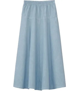 Girl's Ultra Soft Lightweight Denim Fit and Flare A-Line Maxi Skirt 4 to 18 years old