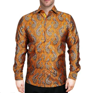 Gold Brown Paisley Shirt