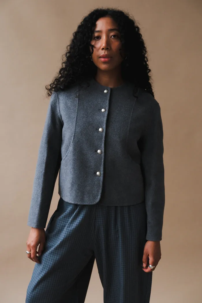 HANDMADE CASHMERE COLLARLESS JACKET