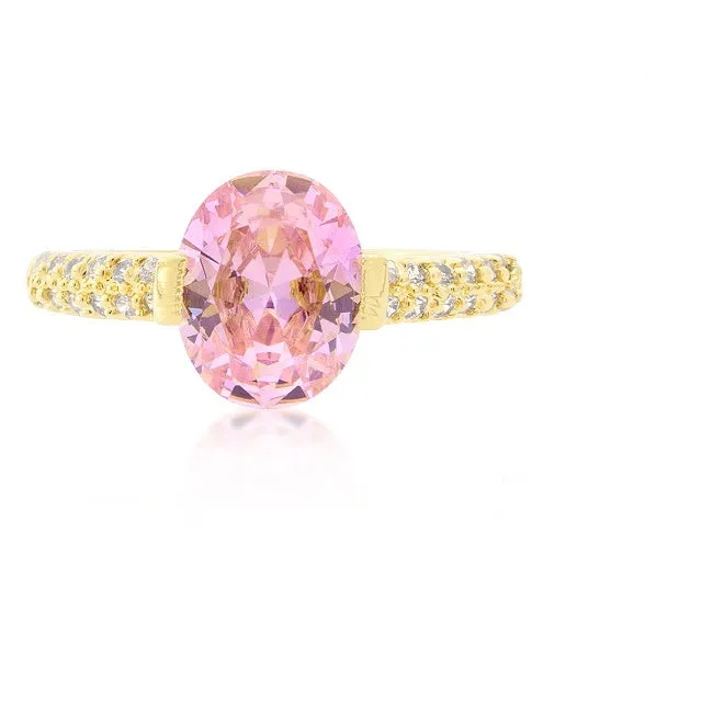 Harla Pink Oval Cut Gold Ring | 2.2ct | 18k Gold