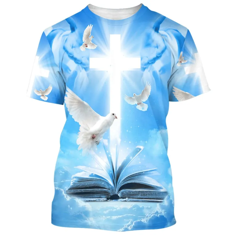 Holy Spirit Dove Cross 3d Shirts - Christian T Shirts For Men And Women