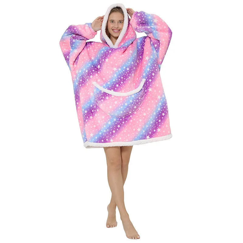 Hoodies Blankets Thickened Double-Layer Lazy Clothes Wearable Blanket Super Soft Pajamas