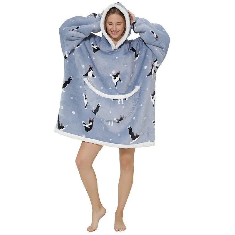 Hoodies Blankets Thickened Double-Layer Lazy Clothes Wearable Blanket Super Soft Pajamas