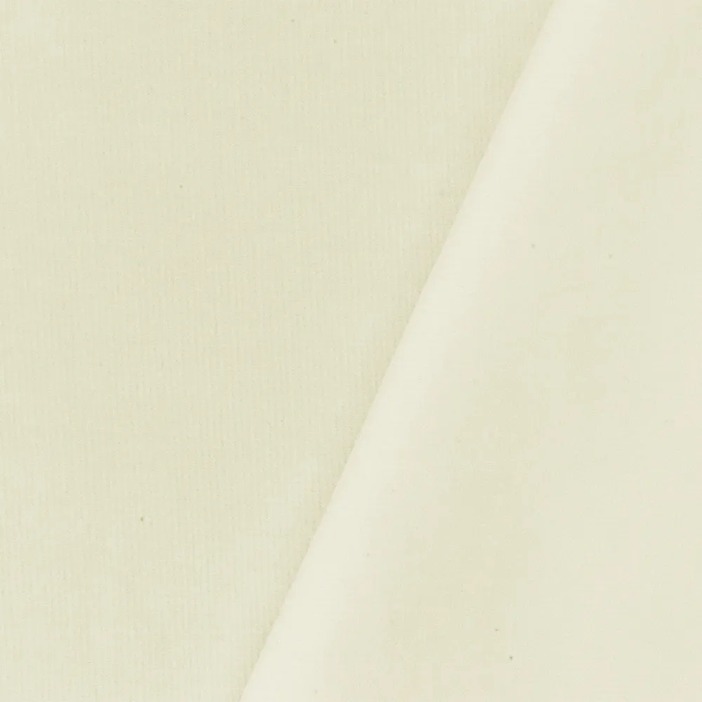 Ivory Featherwale Rayon-Cotton Stretch Spandex Corduroy Woven Fabric