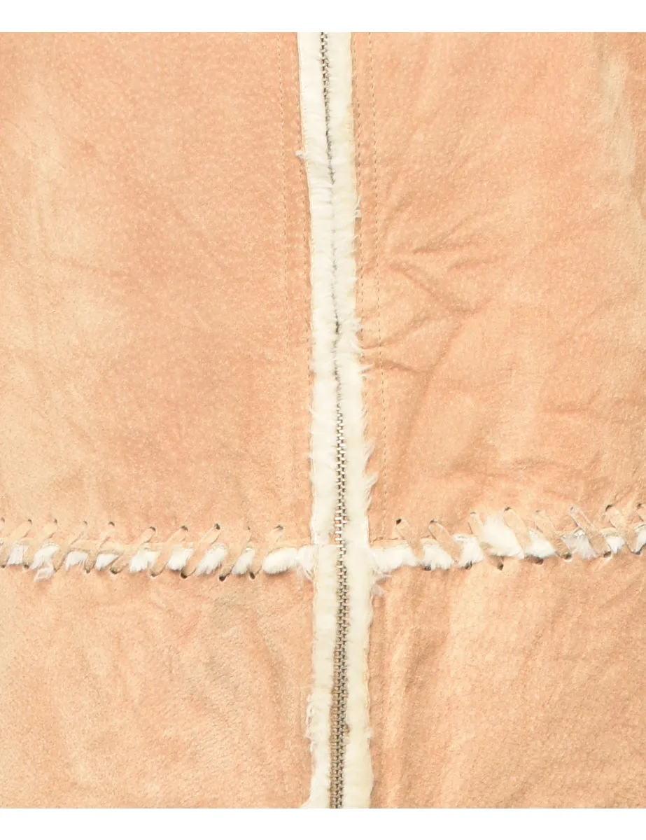 Light Brown Faux Shearling Suede Jacket - XL