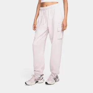 NSW Club Fleece Mid Rise Oversized Cargo Womens Pants (Soft Pink)