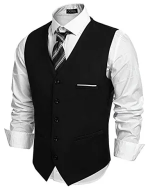 OORA Men's Waist Coat/Jacket Slim Casual Blazer (Tuxedo_Black Suiting_38)