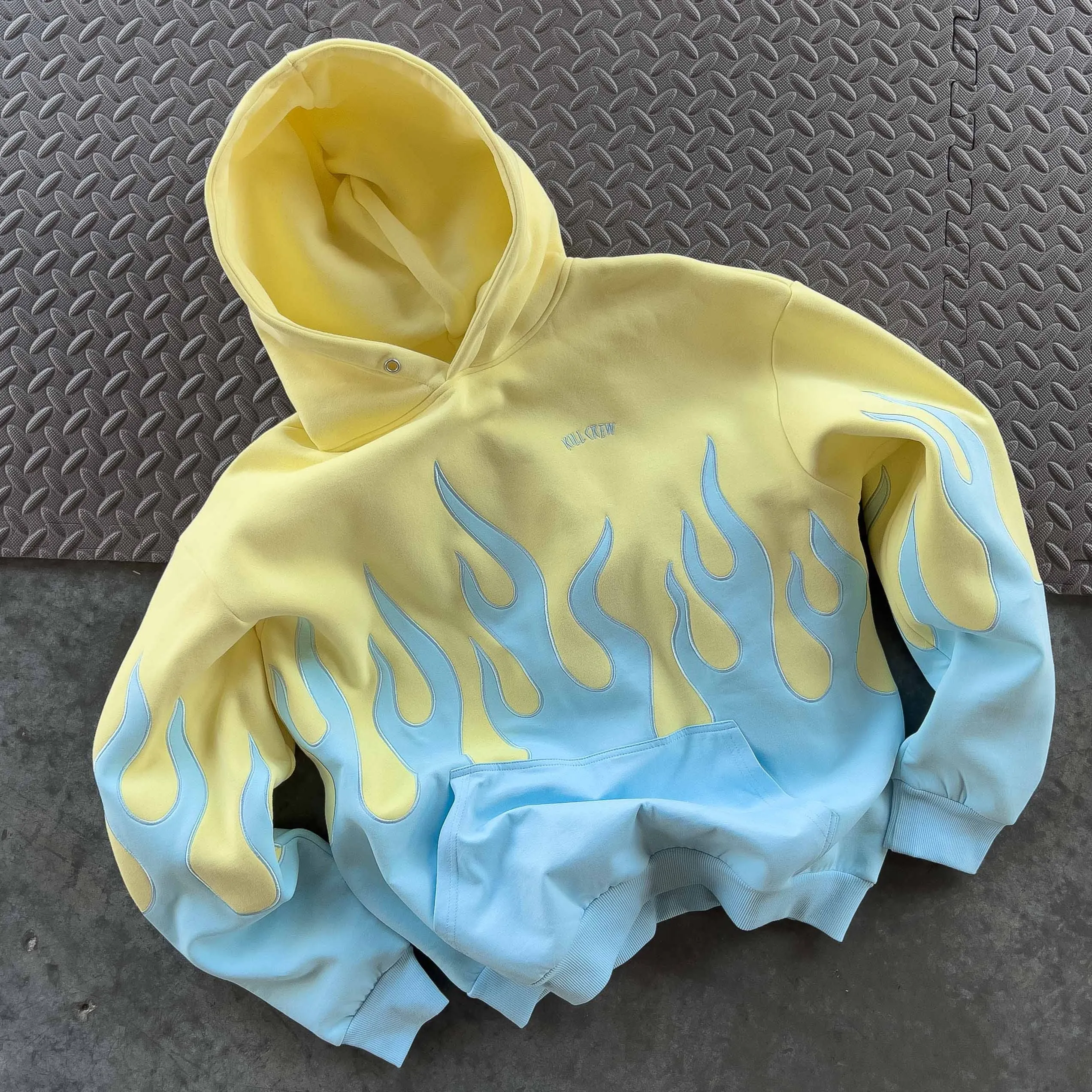 OVERSIZED PREMIUM HEATER HOODIE - YELLOW / BLUE