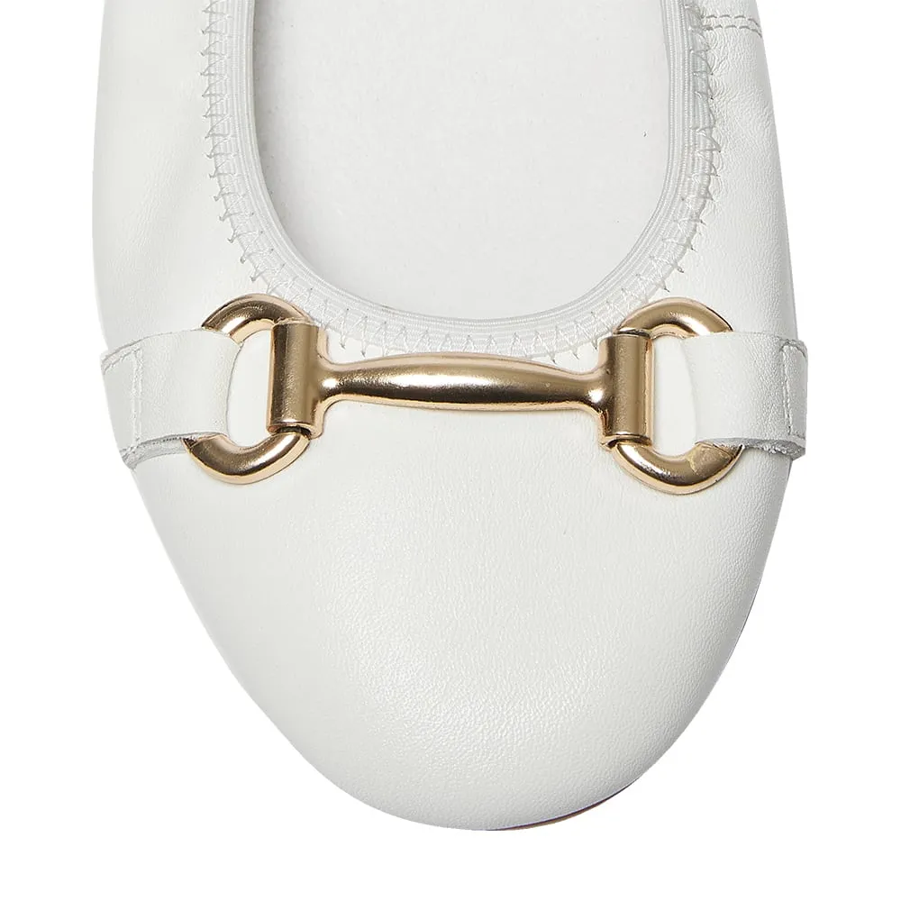 Pilgrim Flat in White Leather