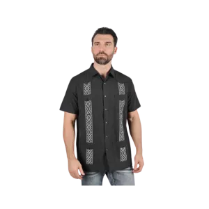 Platini Men's Modern Guayabera Charcoal Shirt