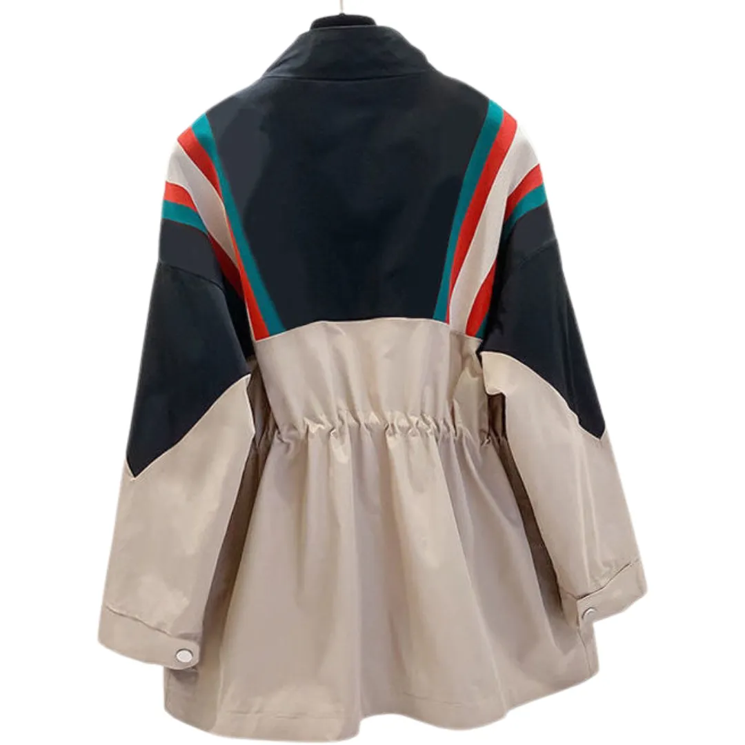 Pre Order:  Loose Stripe Spliced Windbreaker Jacket