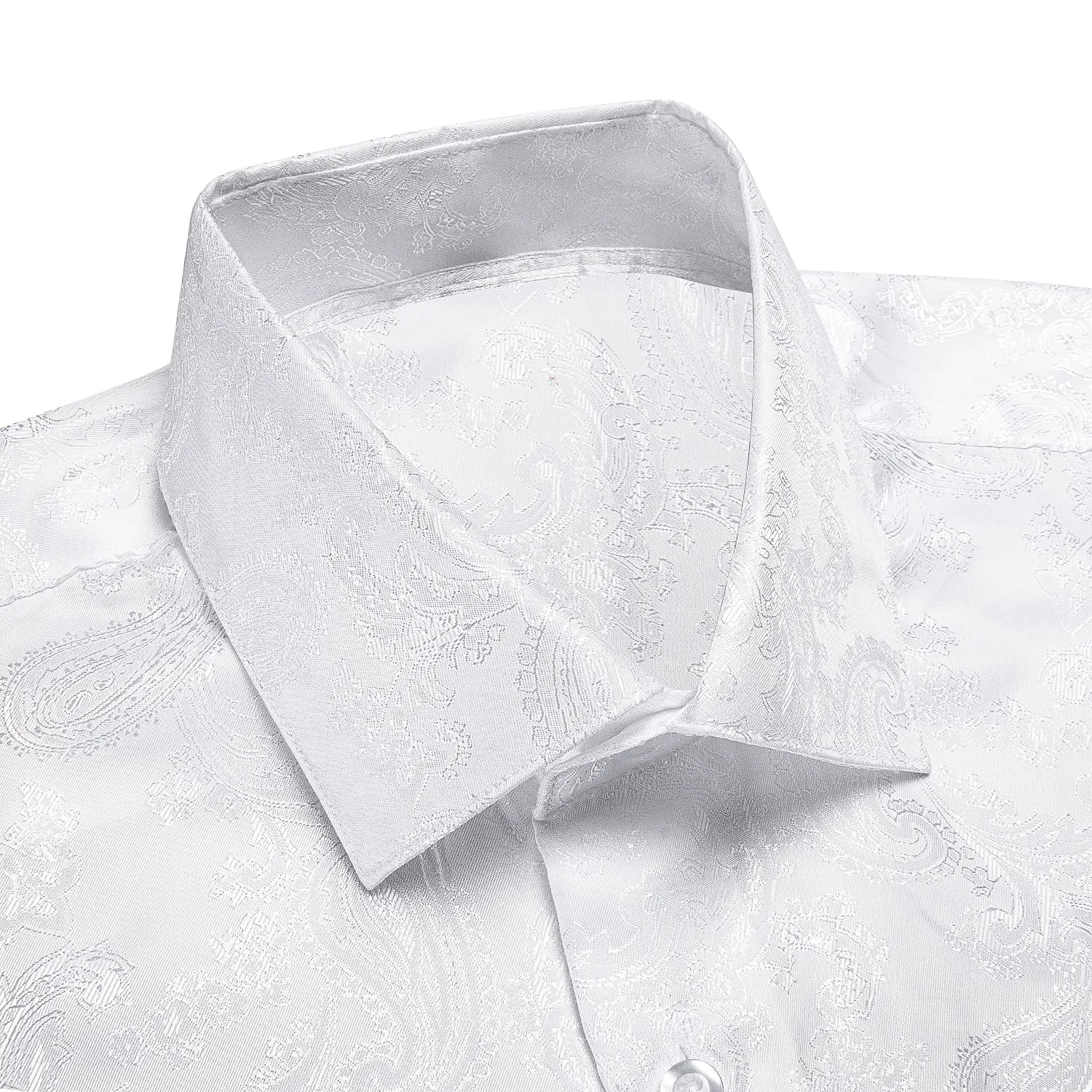 Pure White Paisley Silk Men's Shirt