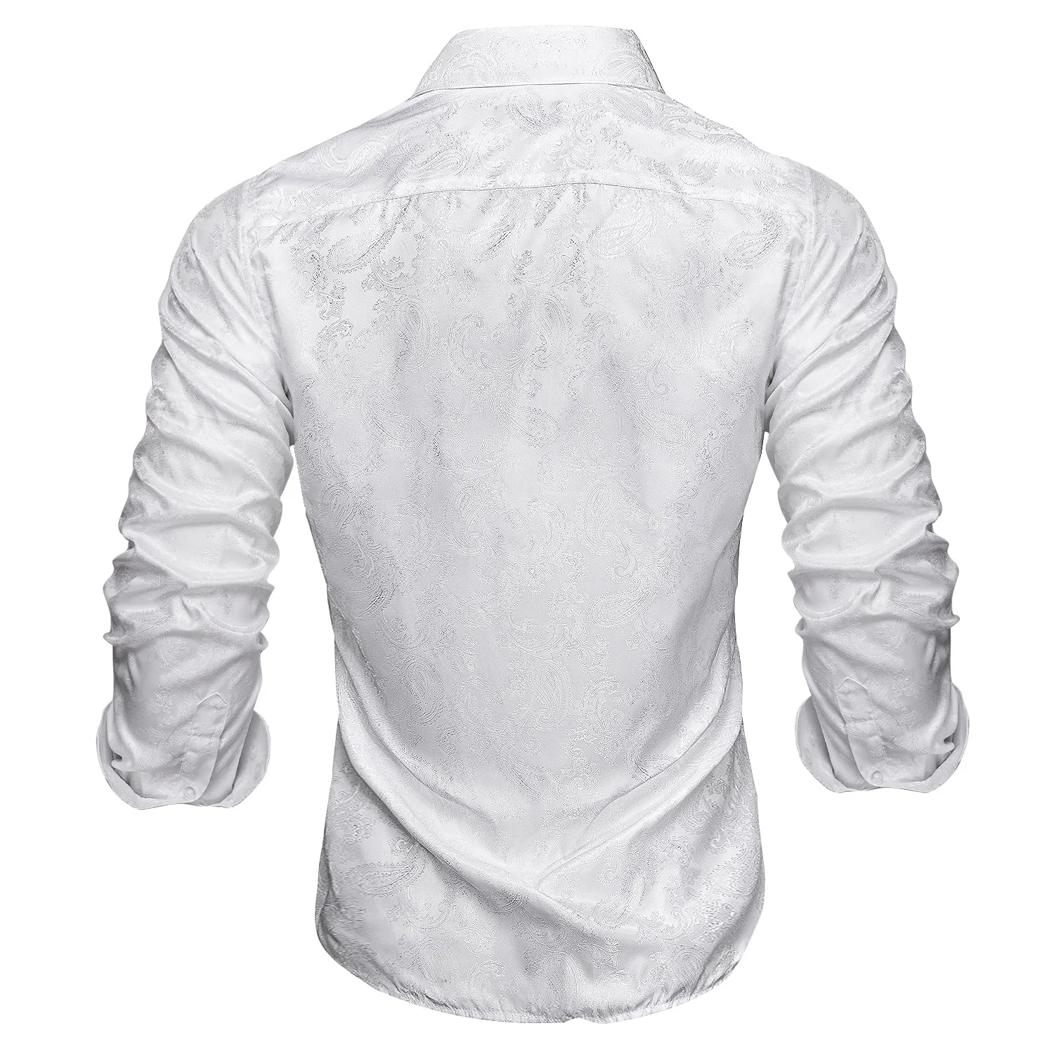 Pure White Paisley Silk Men's Shirt