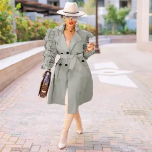 "Janet" Ruffle Trench Coat