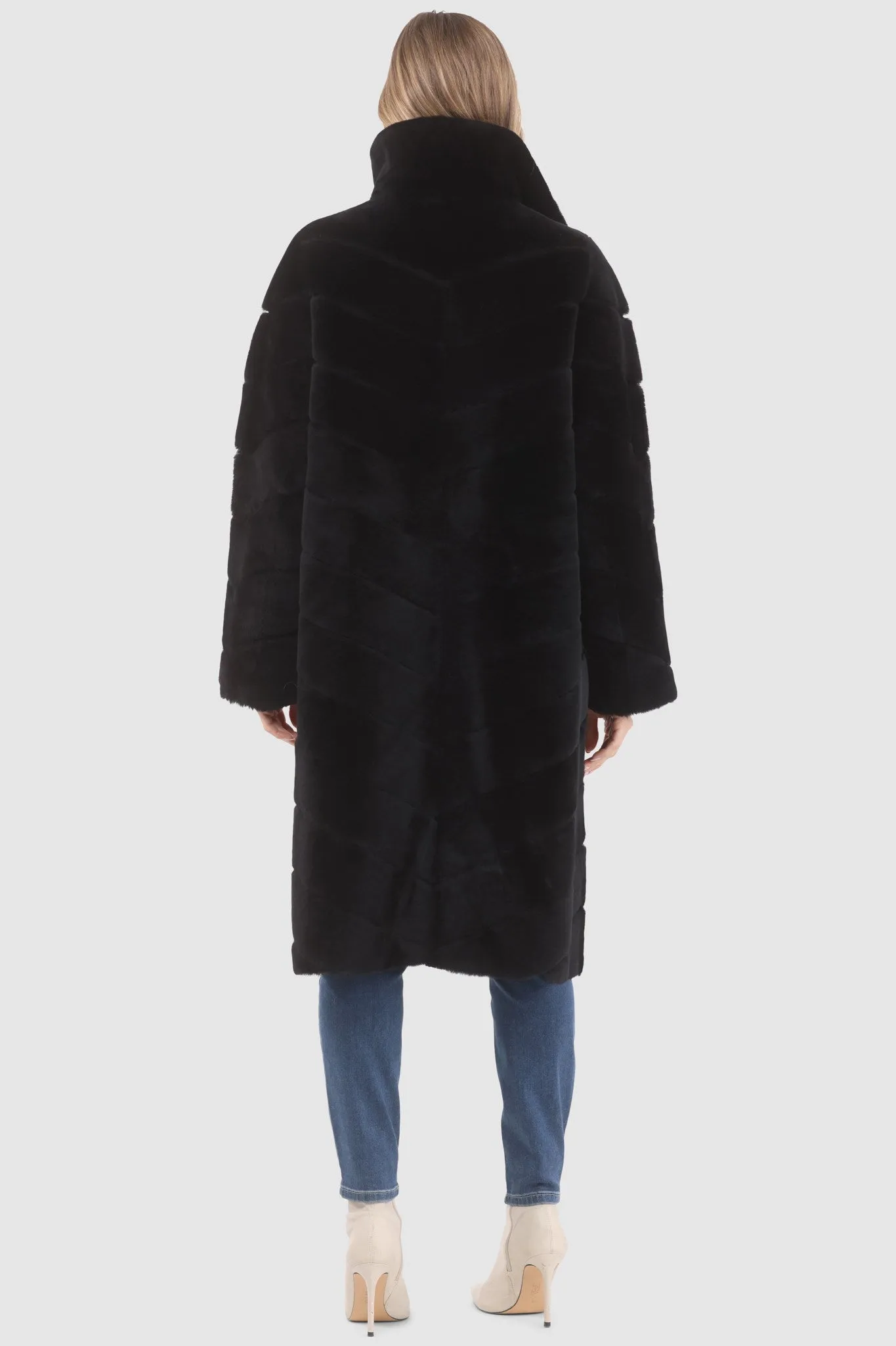 Reversible Merino Shearling Lamb Chevron Short Coat