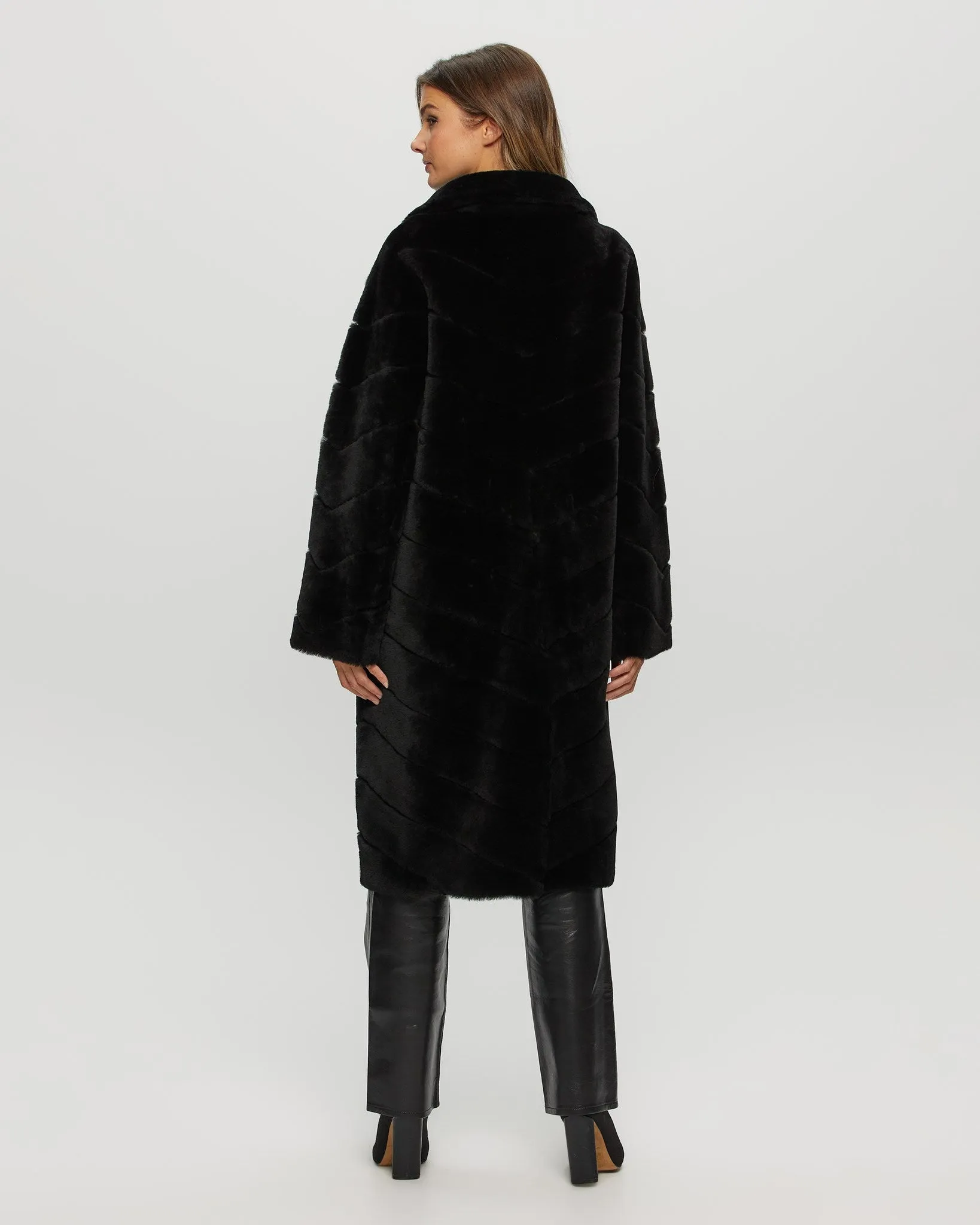 Reversible Merino Shearling Lamb Chevron Short Coat