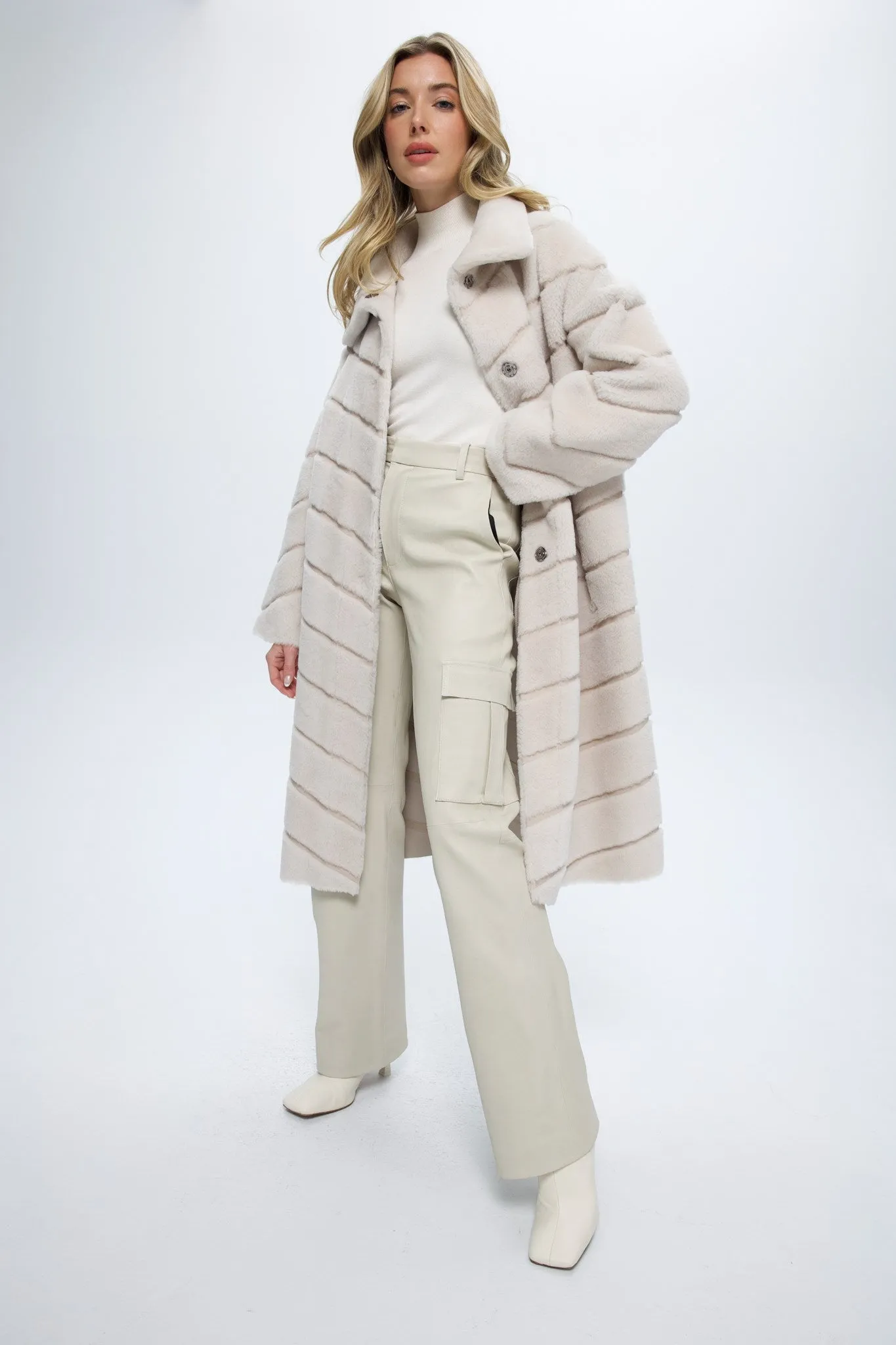 Reversible Merino Shearling Lamb Chevron Short Coat