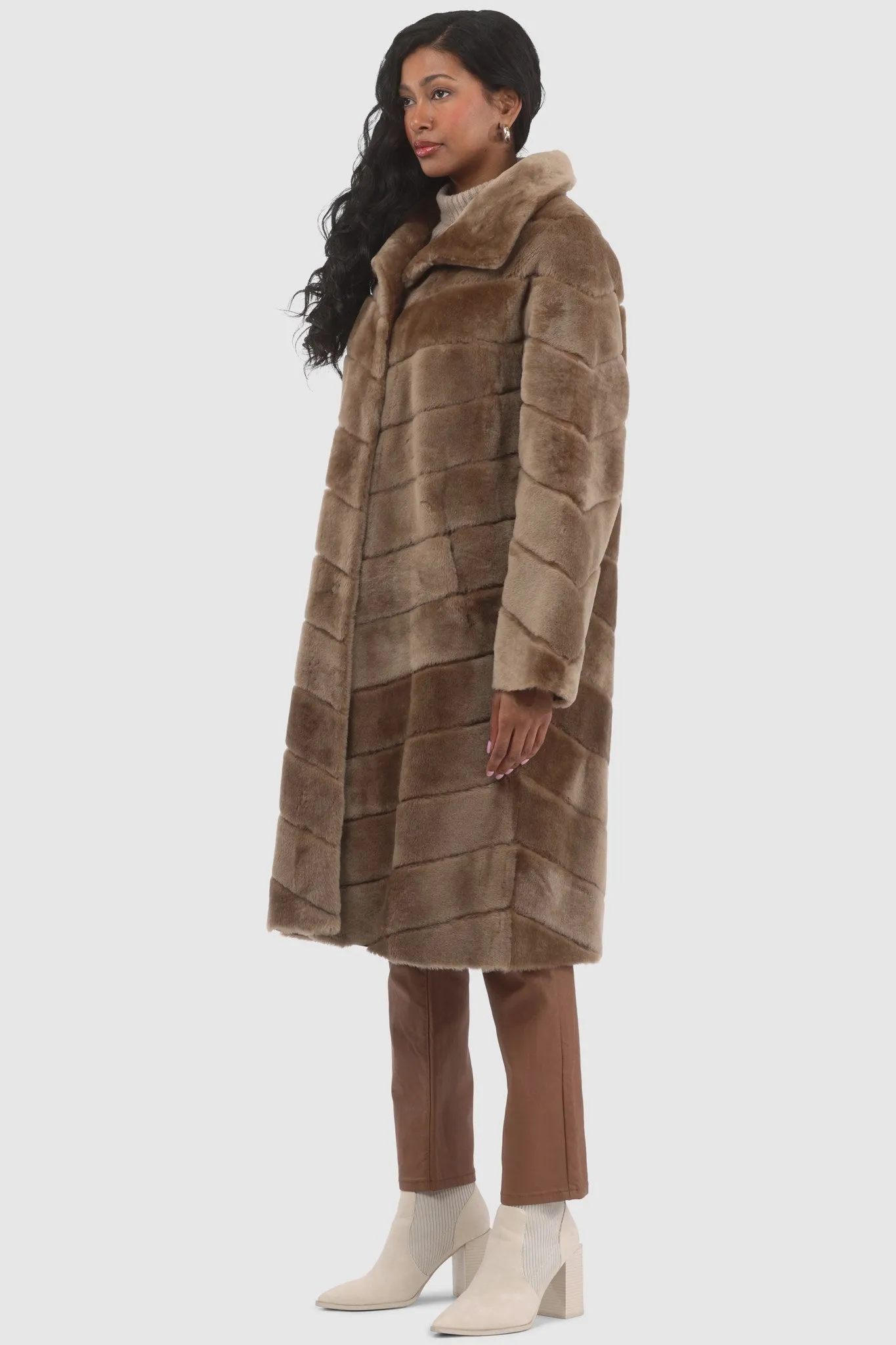 Reversible Merino Shearling Lamb Chevron Short Coat