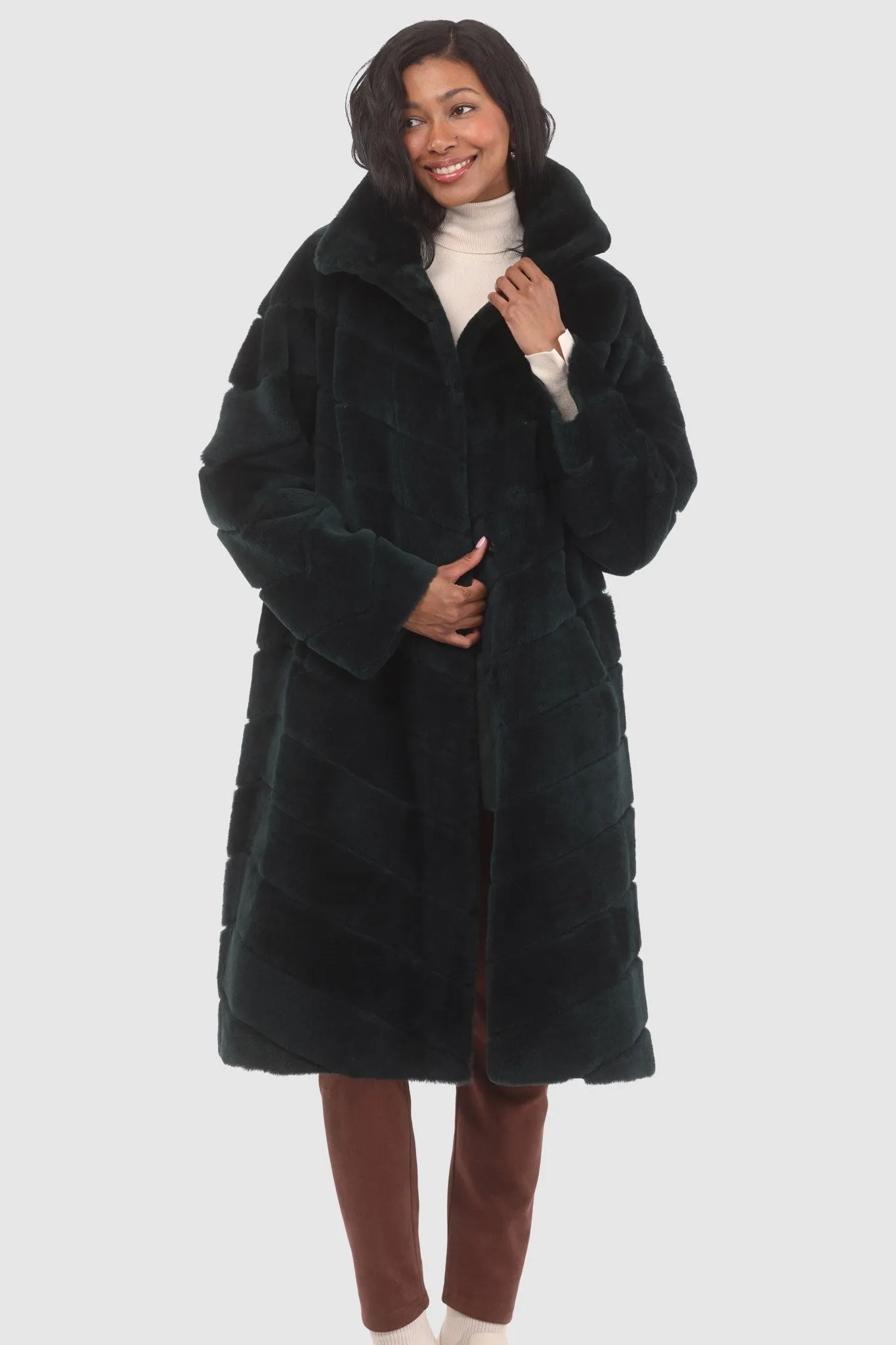 Reversible Merino Shearling Lamb Chevron Short Coat