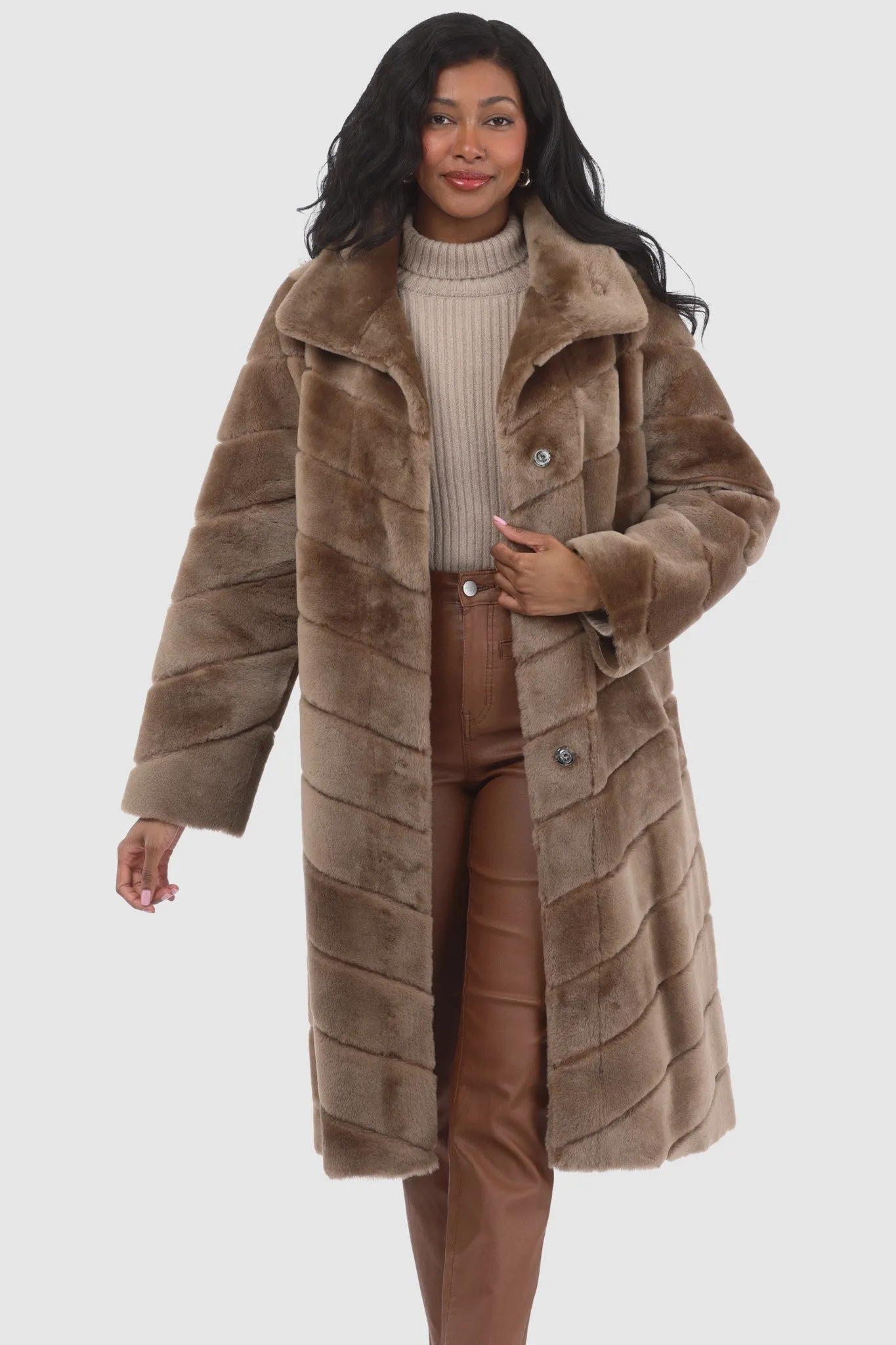 Reversible Merino Shearling Lamb Chevron Short Coat