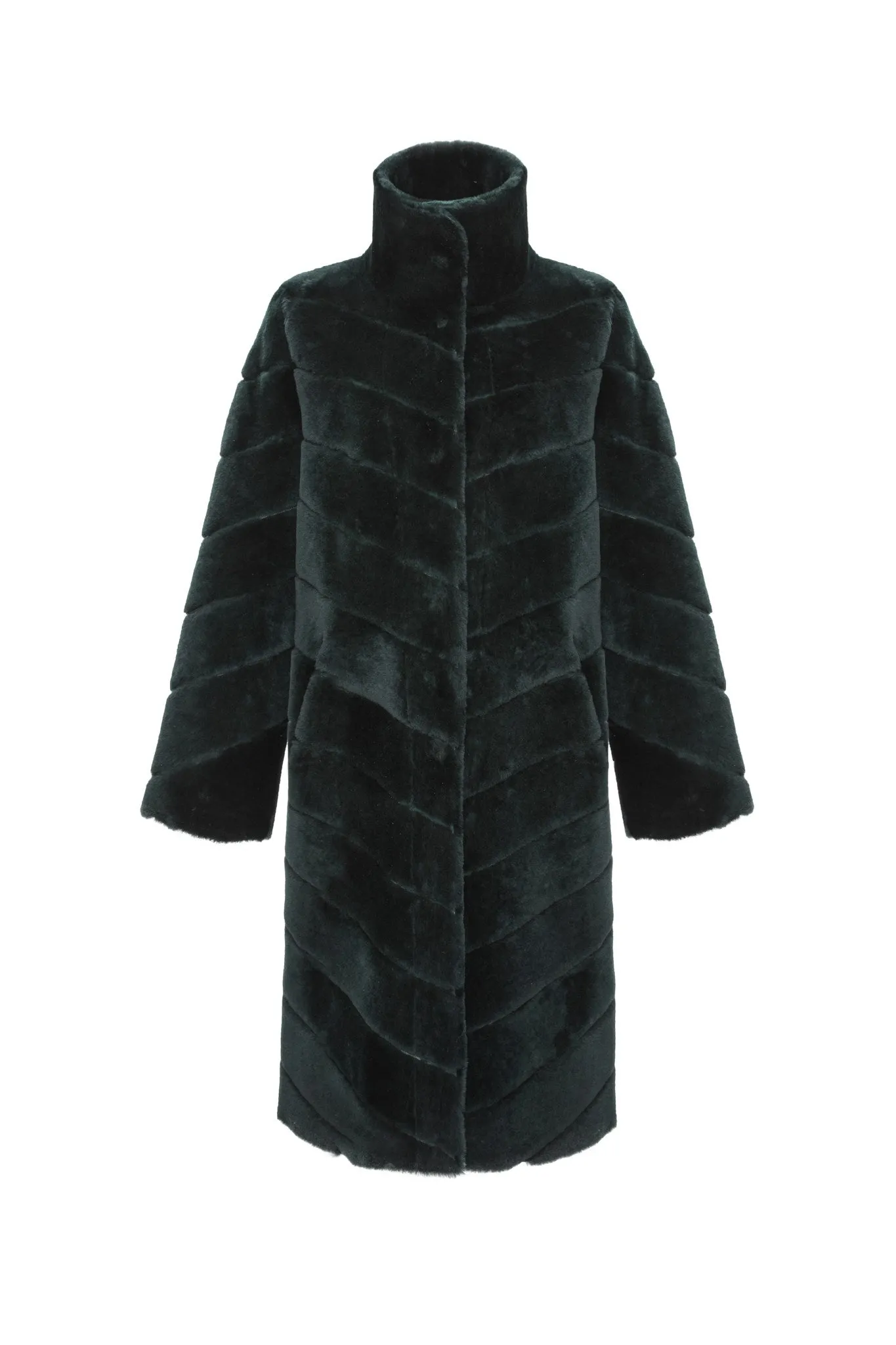 Reversible Merino Shearling Lamb Chevron Short Coat