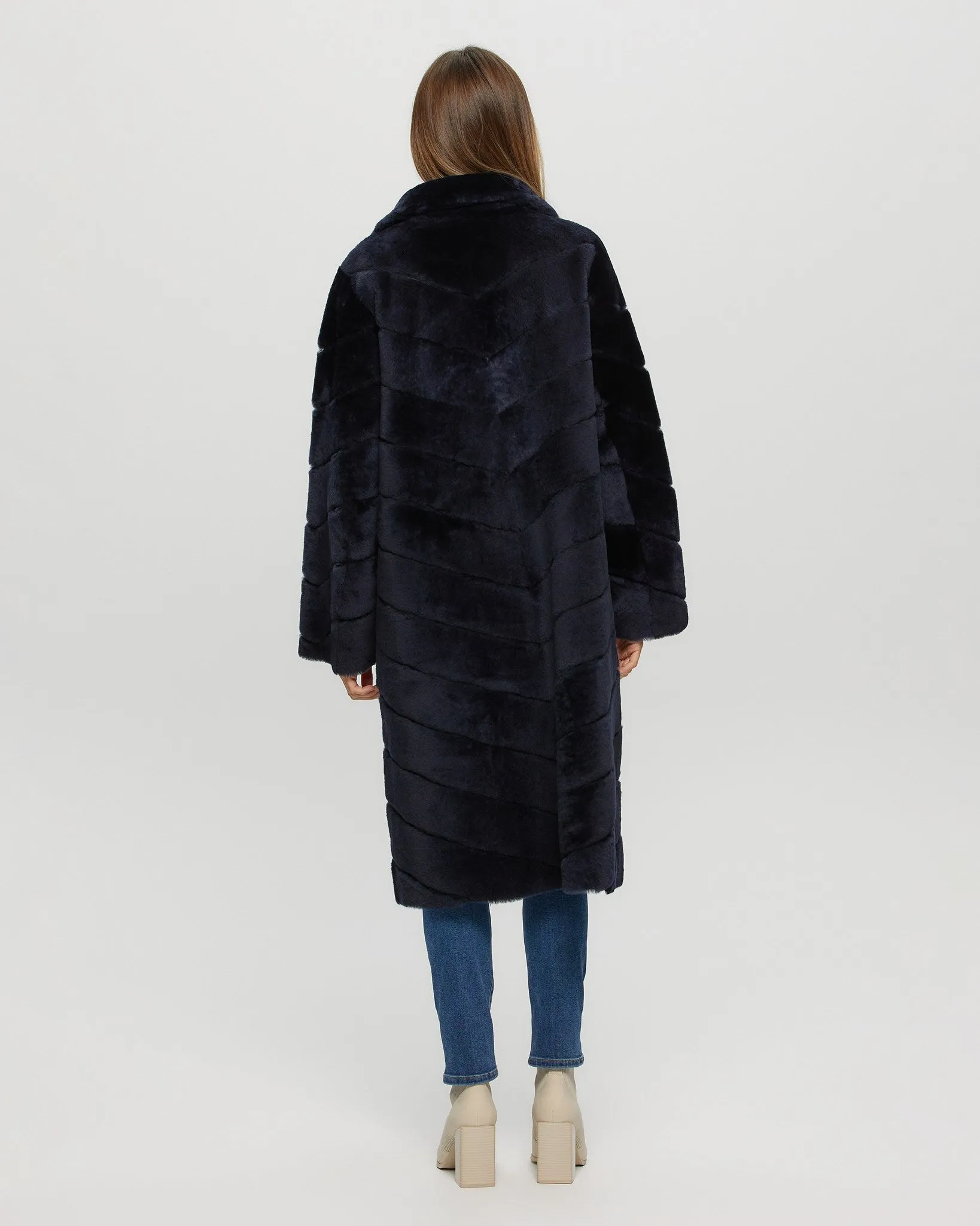 Reversible Merino Shearling Lamb Chevron Short Coat