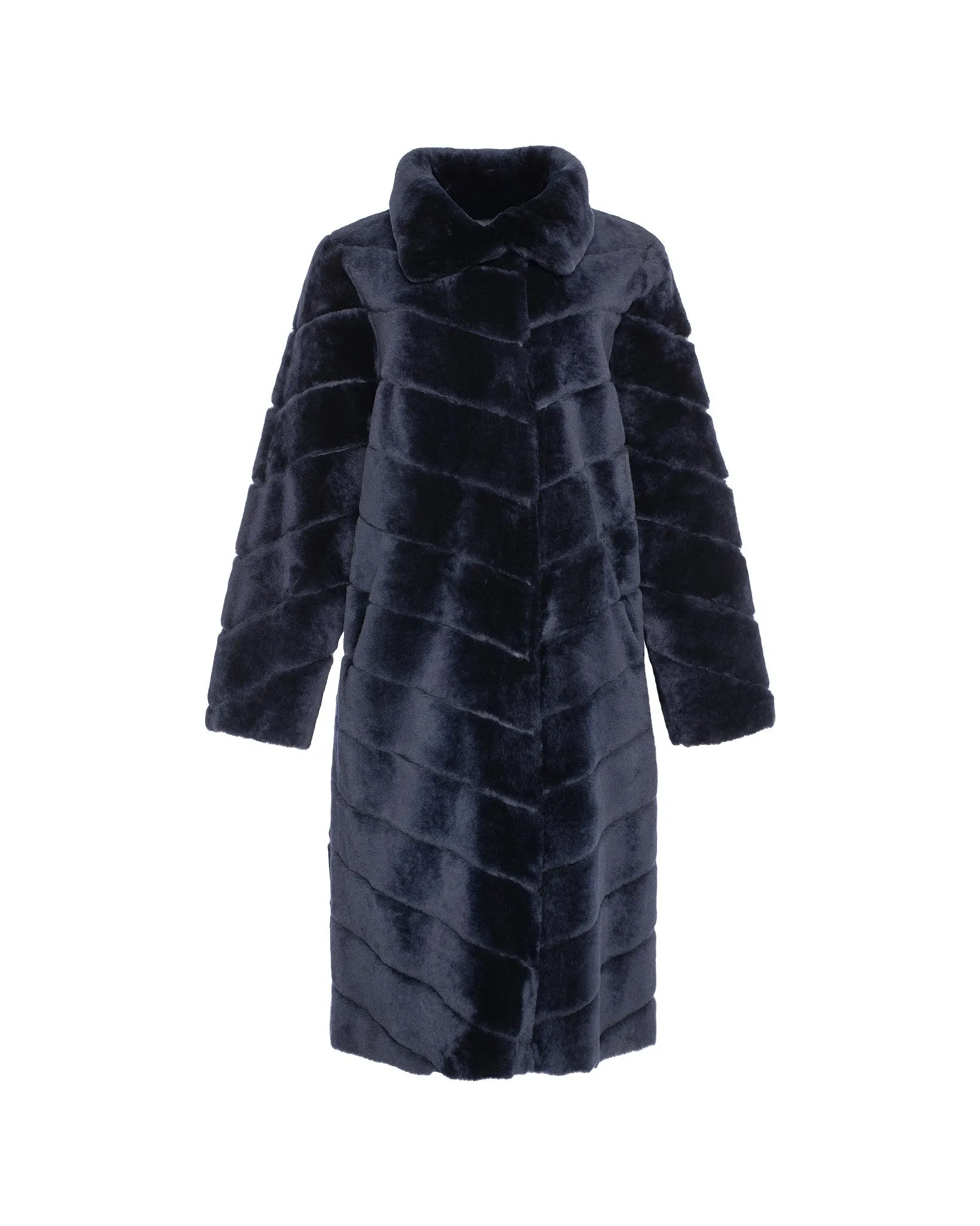 Reversible Merino Shearling Lamb Chevron Short Coat