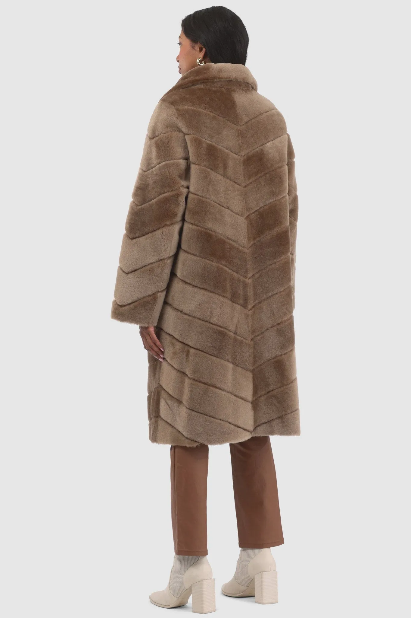 Reversible Merino Shearling Lamb Chevron Short Coat