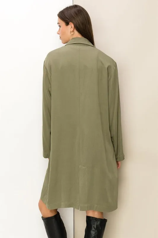 Right Round Button Front Oversized Coat