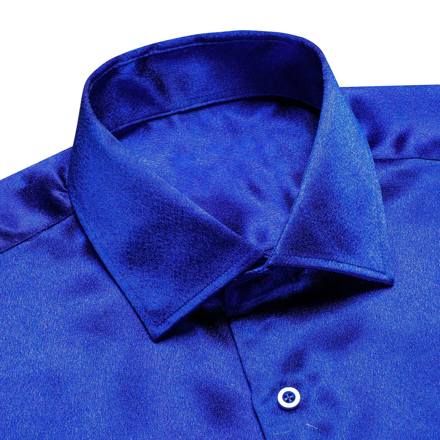 Royal Blue Satin Silk Men's Long Sleeve Shirt