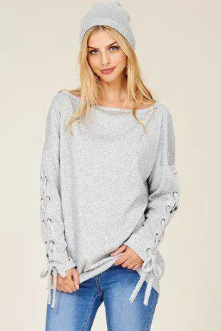 Soft Sweatshirt with Tie Sleeves