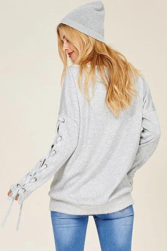 Soft Sweatshirt with Tie Sleeves