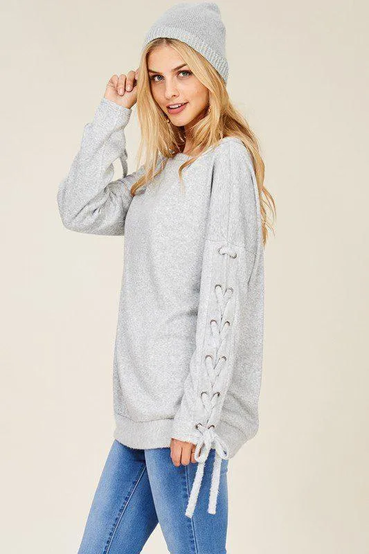 Soft Sweatshirt with Tie Sleeves