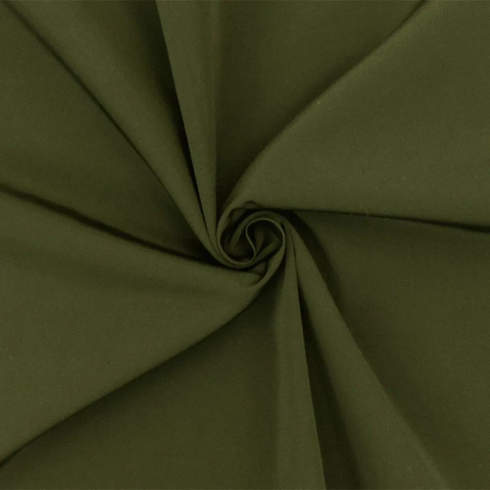 Stark Olive Solid Polyester Microfiber Taffeta Woven Fabric