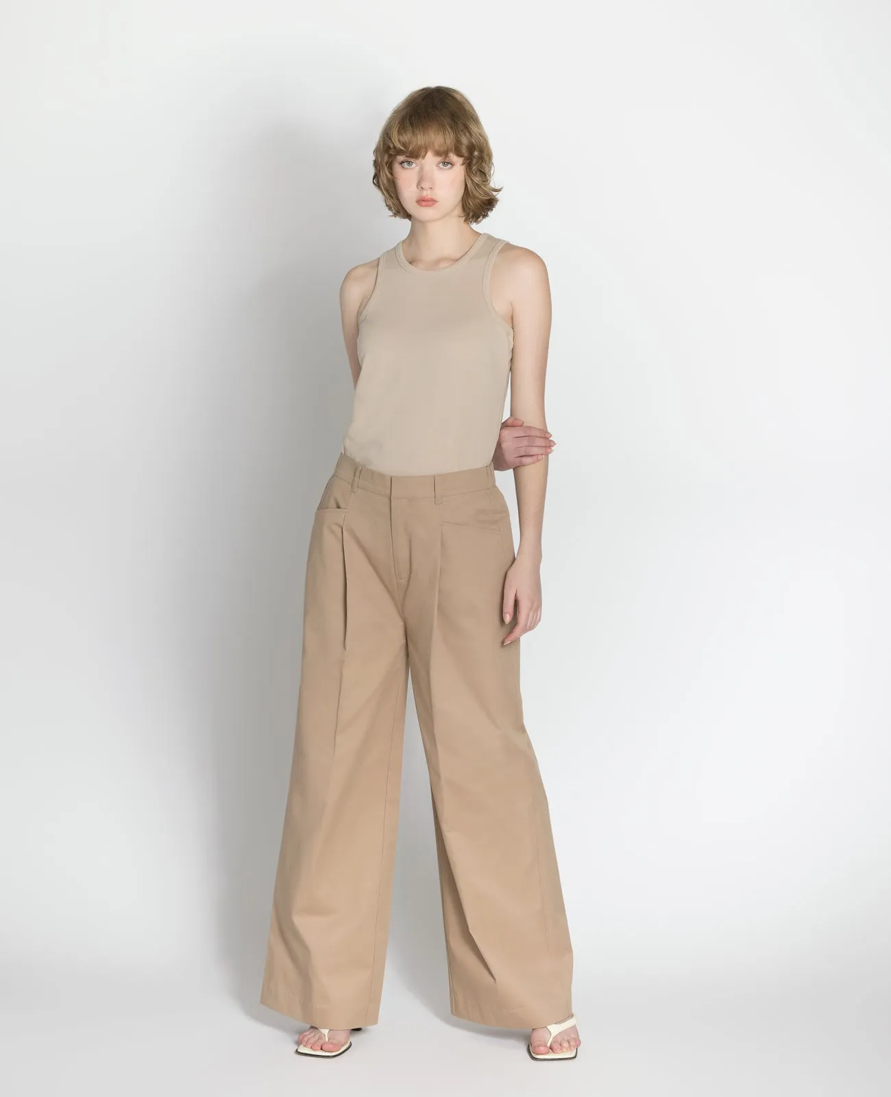 Supima Mid-rise Wide Leg Pants