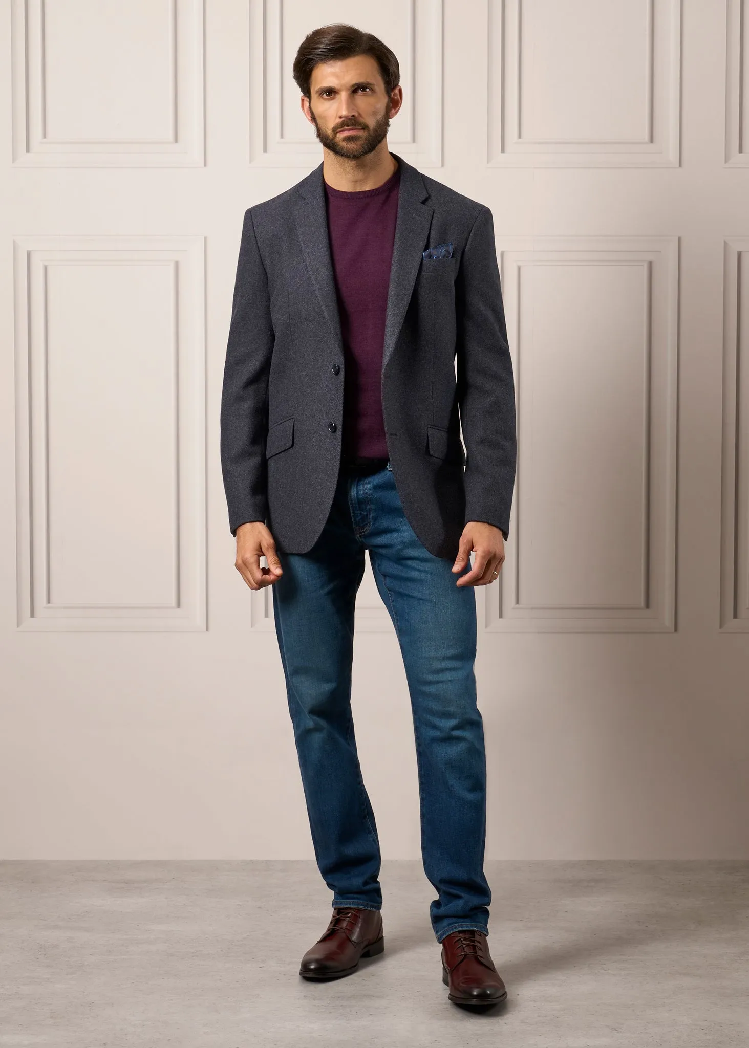 Surrey Tweed Lined Blazer In Blue - Regular Fit