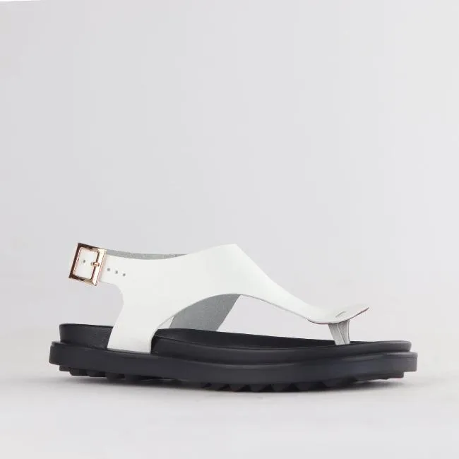 Toe Thong Sandal in White - 12692