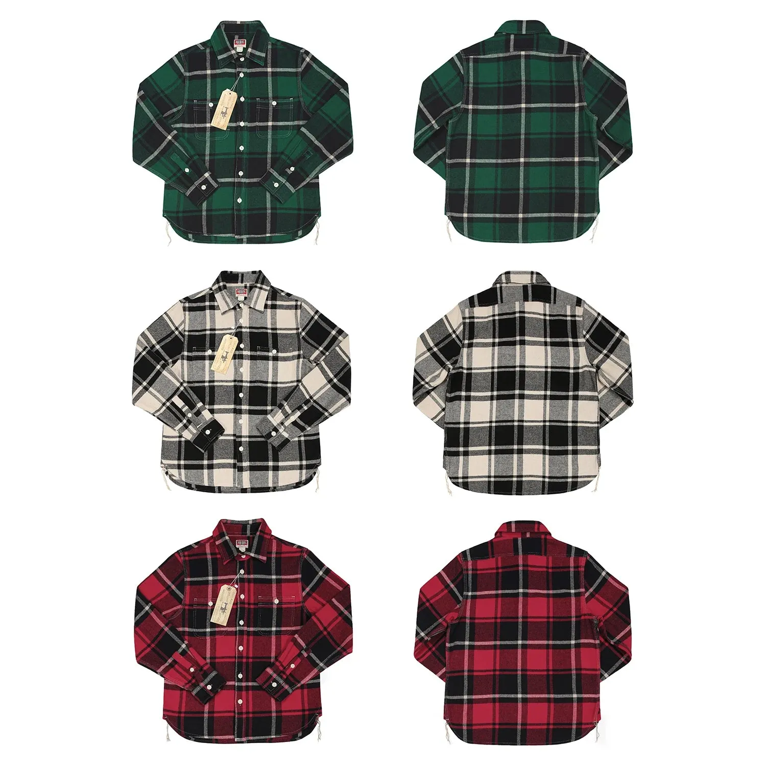 Vintage Style Flannel Work Shirt - Men's Long Sleeve Plaid Casual Shirts