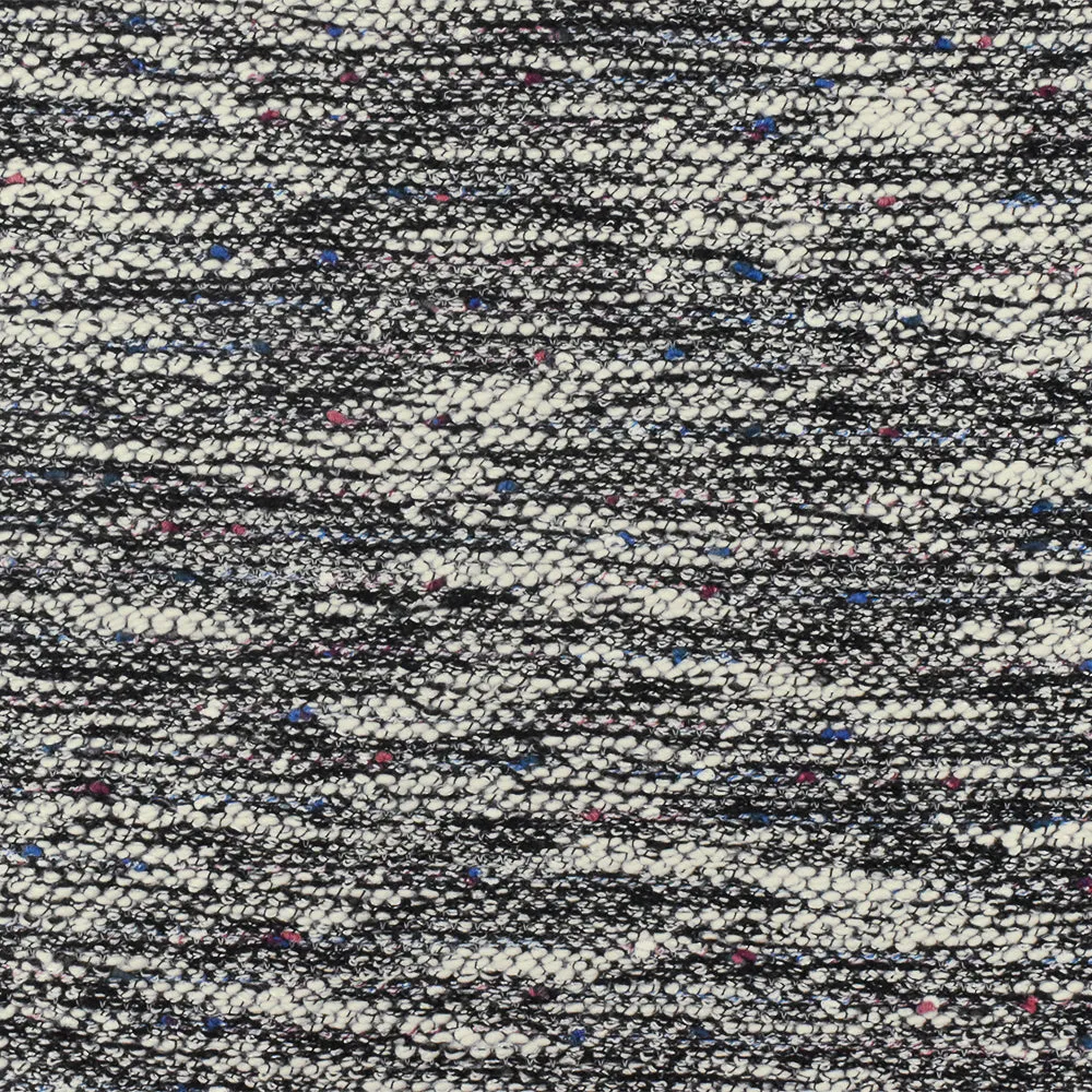 White-Black-Multi Slub Texture Tweed Woven Fabric