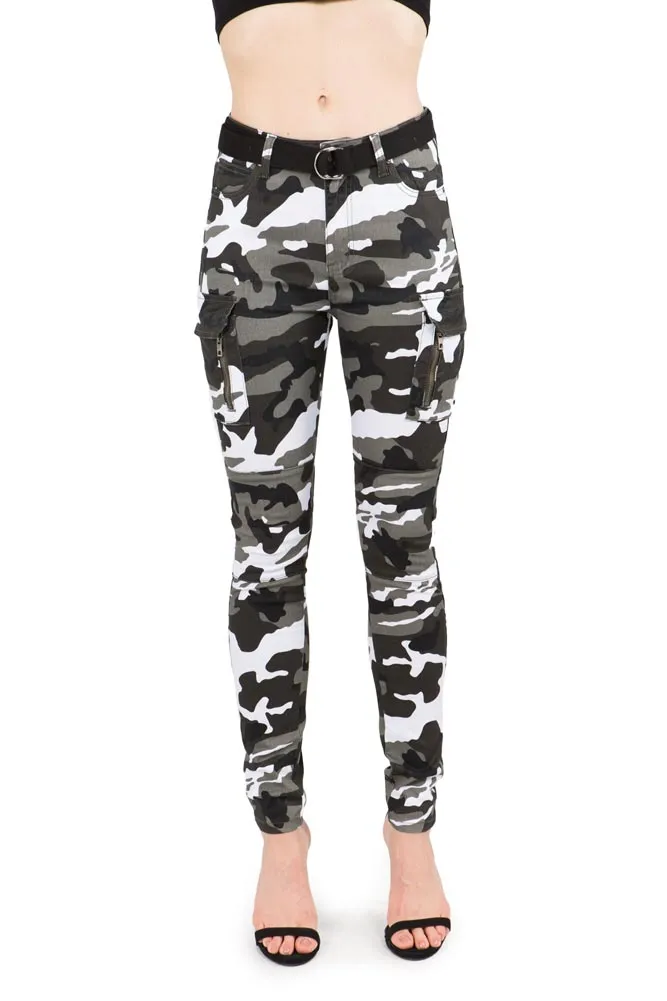 Women's Cargo Color Camo Skinny Pants